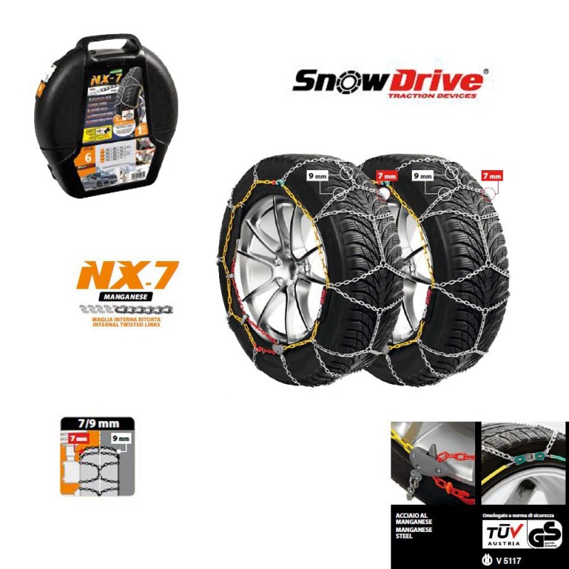 NX-7 Catene da neve 9-7 mm per auto gruppo 6 NX-7 Catene da neve 9-7 mm per auto gruppo 6