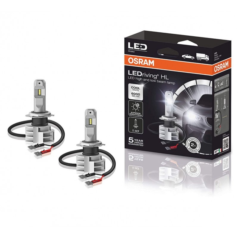 Kit Coppia lampade h7 luminosità+130% distanza fino a +40m colore luce  bianca - Ricambi elettrici per auto