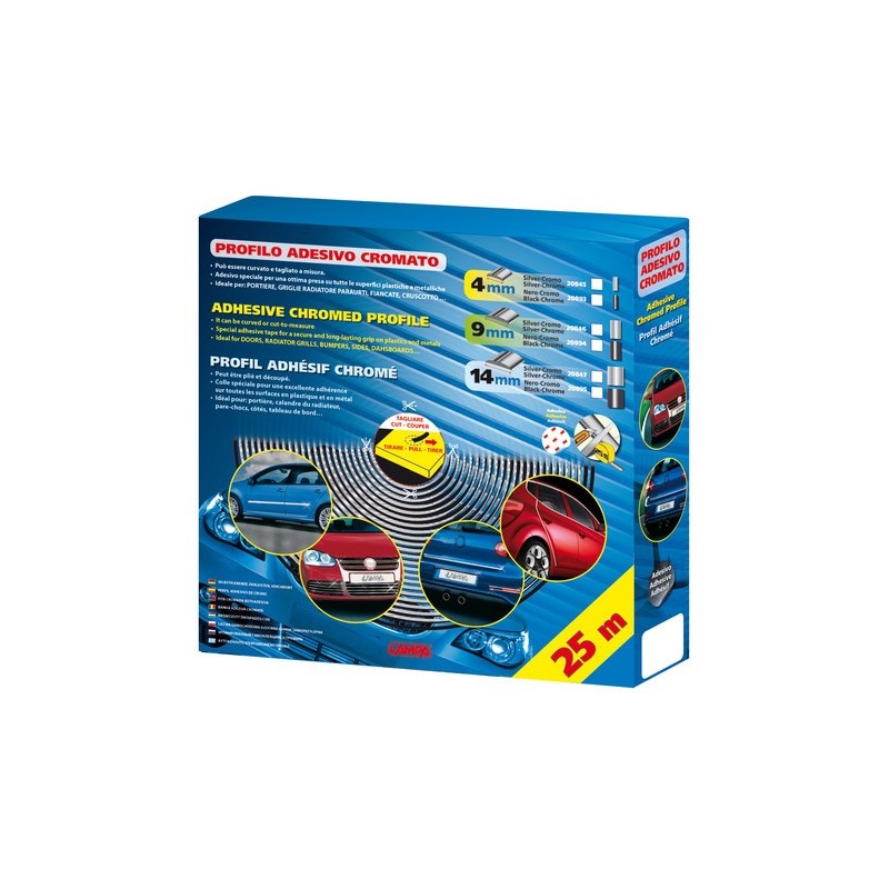 Profilo adesivo cromato nero 25 m 9 mm Profilo adesivo cromato nero 25 m 9 mm
