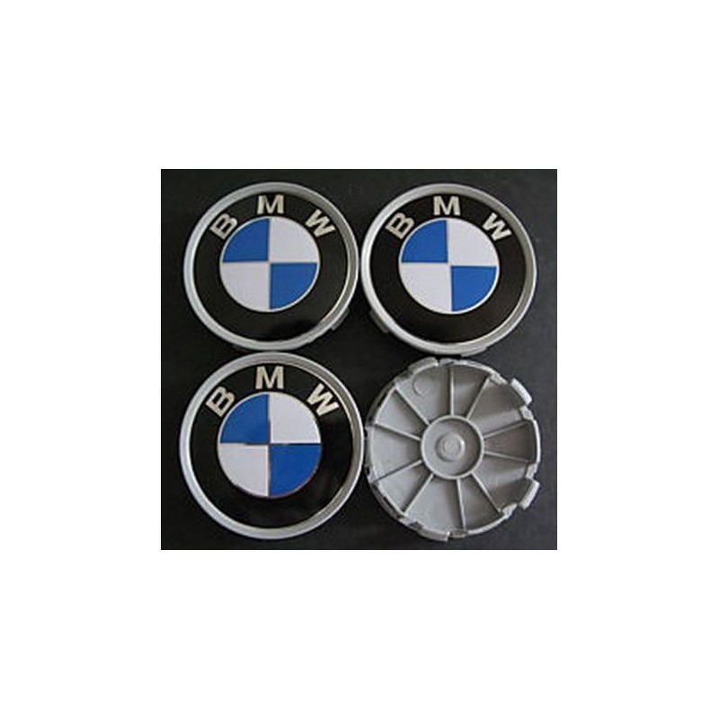 Set Di 4 Tappi Coprimozzo Logo - BMW - 56mm 68mm - Nero/Nero - LogOfficina