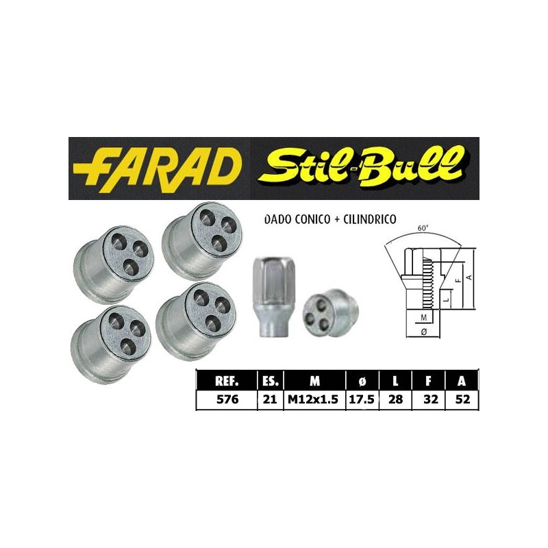 Farad Stil Bull Dadi antifurto con 2 chiavi cod 576