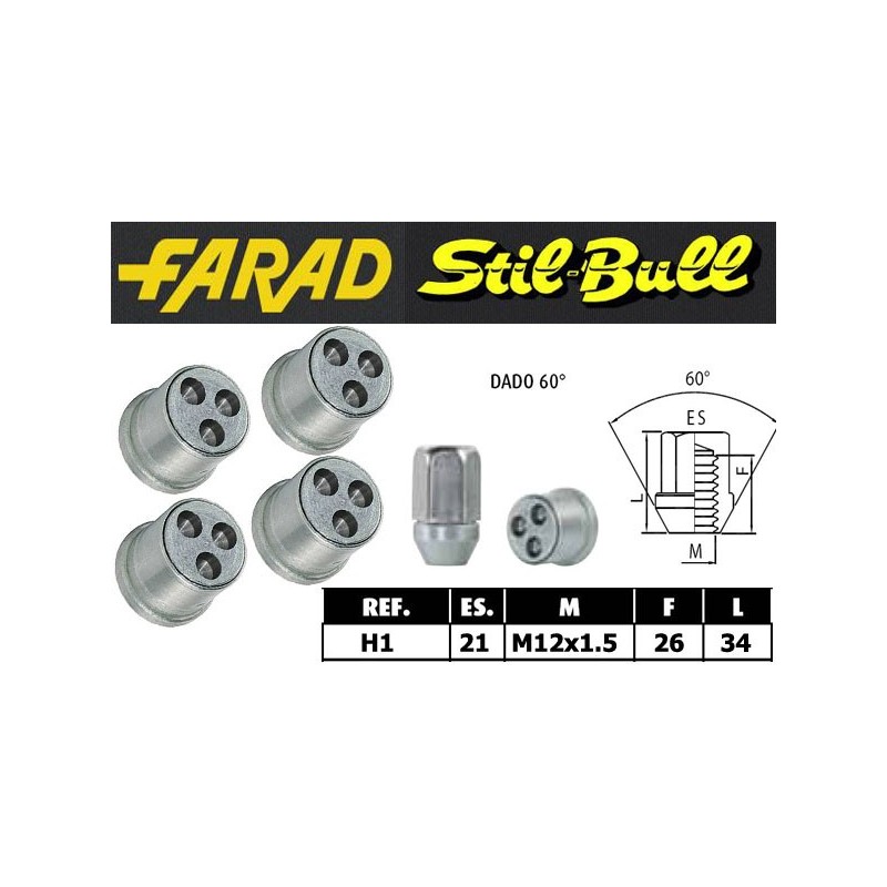 Farad Stil Bull Dadi antifurto con 2 chiavi cod H1