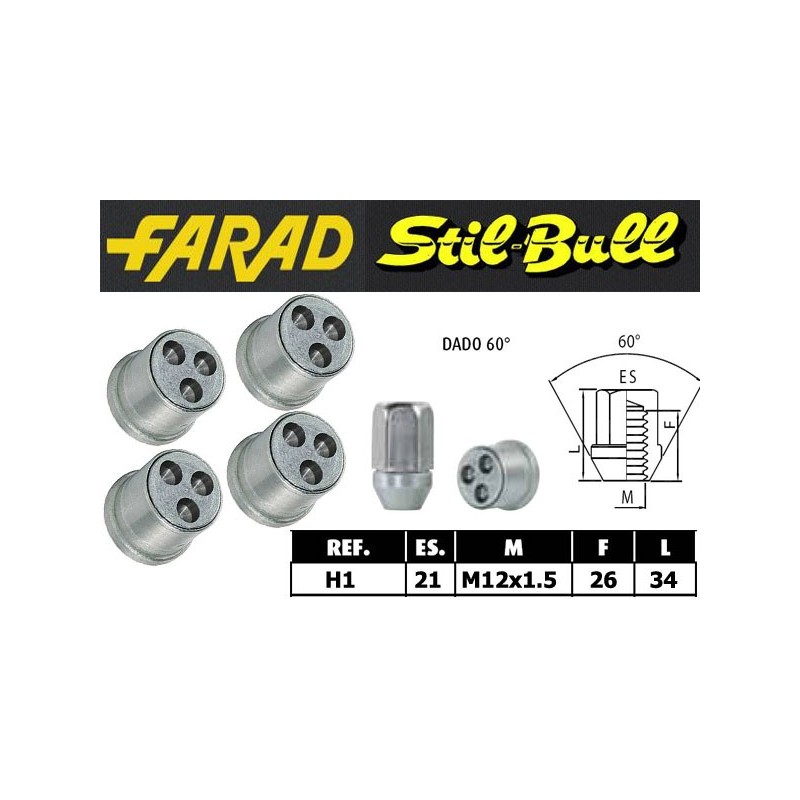 Farad Stil Bull Dadi antifurto con 2 chiavi cod H1 Farad Stil Bull Dadi antifurto con 2 chiavi cod H1
