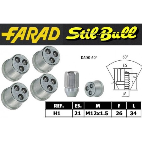 Farad Stil Bull Dadi antifurto con 2 chiavi cod H1