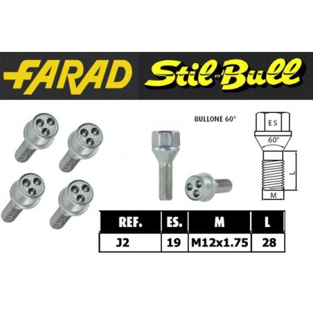 Farad Stil Bull Bulloni antifurto con 2 chiavi cod J2