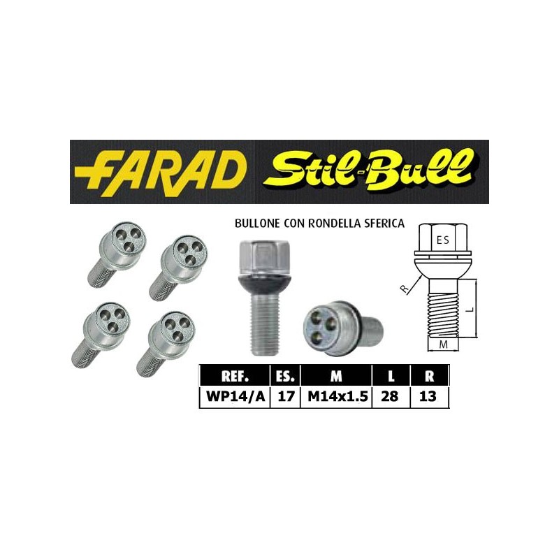 Farad Stil Bull Bulloni antifurto con 2 chiavi cod WP14/A