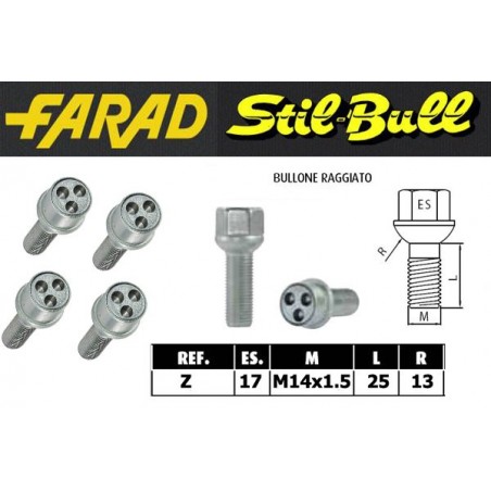 Farad Stil Bull Bulloni antifurto con 2 chiavi cod Z